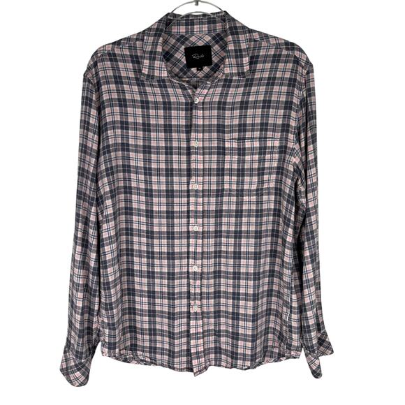 Rails Connor Button Down Flannel Stone Pink White Linen Blend M - Picture 1 of 10